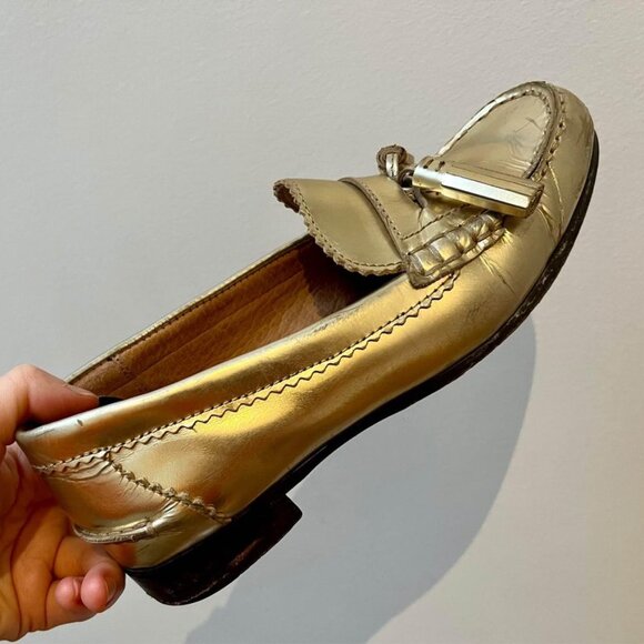 Coach Haydee Metallic Gold Loafers Size 7 - Picture 6 of 8